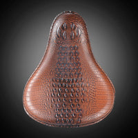 1 x RAW Customer Returns KATUR Motorcycle Brown Crocodile Leather Seat Mounting Cover Cowl Pad For Most Solo Passenger Harley Sportster Bobber Chopper Custom - RRP €59.99