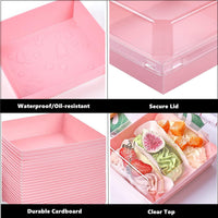 1 x RAW Customer Returns GUIFIER 50 PCS Pink Paper Charcuterie Boxes with Clear Lids, 5 Inch Disposable Sandwich Boxes, Bakery Gift Boxes, Food Container, Cake Dessert Boxes Pastry Boxes for Cookies, Slice Cakes - RRP €21.99