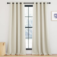 1 x RAW Customer Returns KGORGE blackout curtains, beige curtains, opaque set of 2, 245 x 140 cm H x W , heat-insulating curtains with eyelets, thermal curtain, heat protection, black out curtains for living room, light beige - RRP €32.72