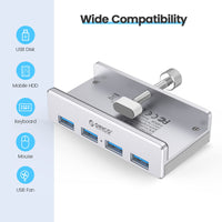 1 x RAW Customer Returns ORICO USB 3.0 Hub 4 Port, Aluminum SuperSpeed Data Hub with Extra Power Supply Port for Desktop Computer, MacBook, MacBook Air Pro Mini Silver  - RRP €26.21