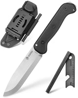 1 x RAW Customer Returns NedFoss BERGL WE II outdoor knife, 11.5cm full tang 14C28N hunting knife with Micarta handle, bushcraft knife with Scandi grind, sharp survival knife with fire steel, belt knife with Kydex holster - RRP €59.99