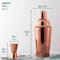 1 x RAW Customer Returns Oak Steel 10-Piece Complete Professional Cocktail Shaker Gift Set Made of Stainless Steel with Cocktail Shot Recipe Book - Rose Gold Copper - RRP €21.6