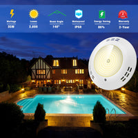 1 x RAW Customer Returns LyLmLe Resin Filled LED Pool Light, 35W Extra-Flat Surface Pool Lamp Equivalent to 300W Halogen Bulb , 2800lm, 140 Angle, IP68 Waterproof, 12V AC DC, 3000K Warm White - RRP €80.66