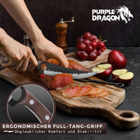 1 x RAW Customer Returns Purple Dragon 7 Inch Boning Knife Fillet Knife Full Tang Chef s Knife Meat Vegetable Cleaver High Carbon Steel Kitchen Knife for Fish Meat Deboning with Gift Box - RRP €29.5