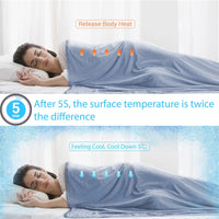 1 x RAW Customer Returns Elegear cooling blanket 2 in 1 self-cooling blanket, Arc-Chill Q-Max 0.5 light summer blanket double-sided, absorbs body heat, cooling blanket for bed sofa people children baby blanket, blue 130 x 170 cm - RRP €34.48