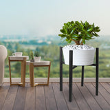 1 x RAW Customer Returns lalago Adjustable Plant Stand 41cm High Metal Flower Pot Stand Stool with Tray 24-36cm Diameter for Flower Pots - RRP €28.99