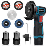 1 x RAW Customer Returns DAXIEFOO Cordless Angle Grinder Angle Grinders with 2 2500mAh Batteries, 5 Cutting Discs, 19500RPM, 76mm Mini Angle Grinder for Cutting, Polishing and Sanding - RRP €69.9