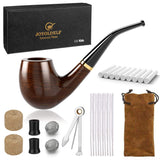 1 x RAW Customer Returns DIMJ Wooden Tobacco Pipe Set - Curved Ebony Pipe Curved with Smoking Accessories Gift Box Tobacco Pipe Set  - RRP €3.89