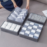 4 x Brand New Underwear Organizer Set of 4, Storage Boxes for Socks and Underwear, Folding Organizer Drawers Organization System for Wardrobe, Clothes, Underwear etc Grey  - RRP €81.6