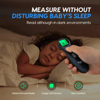 1 x RAW Customer Returns Contactless fever thermometer for babies, children and adults, forehead thermometer infrared digital thermometer for quick and hygienic measurement, fever alarm and 3-color display, black - RRP €21.92