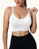 1 x RAW Customer Returns ZAAYO Women s Sports Bra with Padded Seamless Bra Cross Back Design Push up Bra Sports Bra Top Fitness Running Jogging Yoga White M - RRP €23.18