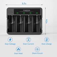 1 x RAW Customer Returns POWEROWL D battery with 4-way charger, battery charger Type-C USB quick charge for AA AAA CD NI-MH batteries Rechargeable D batteries - 4 pieces - RRP €34.27