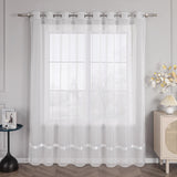 1 x RAW Customer Returns HongYa Stores Voile Curtain Scarf Transparent Curtain with Satin Ribbon Eyelets H W 170 300 cm White - RRP €32.26