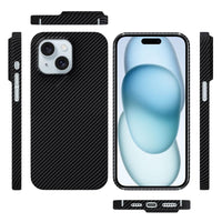 1 x RAW Customer Returns qichenlu Bulletproof Aramid Fiber 600D Black Aramid Case Compatible with iPhone 15 Plus,Military Standard Shockproof Extremely Thin Cover Case Hard Shell Compatible with iPhone 15 Plus - RRP €37.16