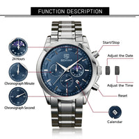 1 x RAW Customer Returns BY BENYAR Watches Men Stainless Steel Wristwatch Men Chronograph Analog Quartz Waterproof Men s Watch Luminous Date Fashion Casual Business Dress Watches Elegant Gift for Men - RRP €44.99