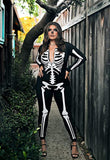 1 x RAW Customer Returns TUONROAD Halloween Costume with Glowing Patterns Women s Skeleton Overall Jumpsuit for Halloween Dress Up Party, Christmas, Carnival or Theme Parties XL - RRP €39.31