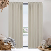 1 x RAW Customer Returns Deconovo Curtain Opaque Curtains Living Room Noise Protection with Ruffle Tape, 260 x 140 cm Height x Width , Cream, Set of 2 - RRP €44.99