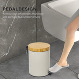 1 x RAW Customer Returns GREELUE 5L bathroom trash can with wooden lid, cosmetic bin with soft close, bathroom bucket, bathroom trash can Beige 5L  - RRP €25.89