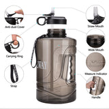 1 x RAW Customer Returns FORWEWAY Water Bottle 3.78L, Sports Water Bottle Large Gallon with Straw Handle BPA Free Leak Proof for Gym Fitness Outdoor Sports Office 3.78L Black  - RRP €20.16