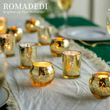 1 x RAW Customer Returns Romadedi Candlestick Gold Tealight Holder Table Decoration - Set of 24 Glass Candle Holders Mercury Tealights Votive Candles for Wedding Table Living Room Christmas Decoration Advent Wreath - RRP €42.99