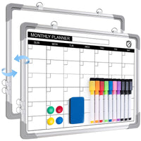 1 x RAW Customer Returns ARCOBIS Monthly Planner Whiteboard Magnetic for Wall - 40x30cm Magnetic Board Small White Board Calendar Wipeable, Double-Sided Board for Planning, List, Memo, Kitchen, School, Home, Office Black  - RRP €18.14