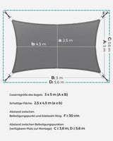 1 x RAW Customer Returns SONGMICS Sun Shade Sail 3 x 5 m, Sun Protection Made of HDPE Fabric, Breathable, Water Permeable, for Patio, Garden, Balcony, Camping, Rectangular, Concave, 2 m Ropes, Smoke Grey GSS35GY - RRP €37.99