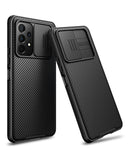 4 x Brand New CE-Link Cover for Samsung Galaxy A73 5G, Protective Case with Sliding Camera Cover Protection, Ultra Thin Slim Hard Plastic Drop Resistant Rugged Shockproof Bumper Case, Black - RRP €96.0