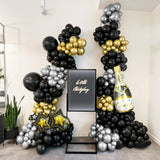 3 x Brand New Black Gold Silver Balloons, 112 Pieces Black Gold Balloon Arch Set Birthday Decoration for Boys Men Party Balloons with Bottles Foil Balloons for Birthday Graduation Anniversary - RRP €57.6