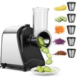 1 x RAW Customer Returns COOCHEER Vegetable Slicer Electric Stainless Steel, 250W Multi Vegetable Cutter Vegetable Grater Kitchen Grater Vegetable Rasp with 5 Cutting Drums - RRP €79.85