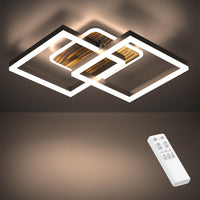 1 x RAW Customer Returns Anten LED ceiling light Vintage ceiling lamp Dimmable living room, 40W 3600LM Ceiling Lamp, Memory Function, for Living Room, Bedroom, Dining Room, Wood-Black 65x42x12cm - RRP €69.99