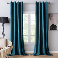 1 x RAW Customer Returns MIULEE Blue Velvet Curtain with Eyelets 140x280, Beautiful Soft Velvet Curtains for Decoration Bedroom Living Room, 2 Pieces Velvet Curtains Opaque Each 280 cm High, Thick Velvet Thermal Curtain Winter - RRP €57.99