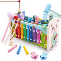 1 x RAW Customer Returns Baby wooden toy Montessori xylophone and hammer game toy for 3 4 5 year old boys and girls, 7 in 1 motor skills toy children s toy, Christmas gift for children aged 3 and over - RRP €24.99