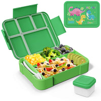 1 x RAW Customer Returns SWOMTEE lunch box for children with compartments, 1330 ml lunch box for children with dinosaur pattern, bento box lunch box for children, 100 BPA free, leak-proof lunch box green  - RRP €14.99