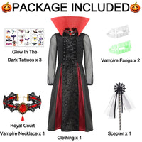 1 x RAW Customer Returns Mrsclaus Vampire Costume Girls Halloween Queen Costume Vampire Dress Fancy Dress with Collar and Children s Vampire Teeth Vampire Necklace Carnival Theme Party Dracula Cosplay Party C025XXL - RRP €26.21