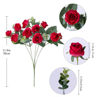 1 x RAW Customer Returns Bundles Artificial Red Roses Bouquets Artificial Mini Silk Roses with Eucalyptus Leaves Stems Outdoor Green Decoration for Wedding Home Office - RRP €17.48