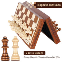 1 x RAW Customer Returns Syrace Chess Board Chess Set Wooden Folding Handmade Magnetic Chess Set for Children and Adults Good for Indoor Outdoor and Travel - RRP €31.34