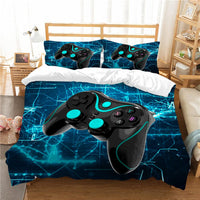 1 x RAW Customer Returns Tospass Bedding Set 135x200cm Gamepad 3D Girls Boys Children 2 Pieces Soft Blue Children s Bed Linen Microfiber Duvet Cover with Zipper 1 Pillowcase 80x80cm - RRP €29.99