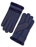 1 x Brand New YISEVEN Women s Winter Lambskin Shearling Leather Gloves Wool Lined Fur Cuffs Sherpa Merino Thick Soft Warm Fur Lining for Driving Cold Weather Gifts, Navy Blue L - RRP €35.2