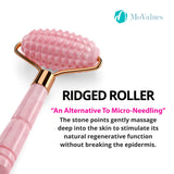 1 x RAW Customer Returns 4-in-1 Rose Quartz Roller and Gua Sha Set - Face Roller made of Rose Quartz with Eye Massager Gua Sha Grooved Roller Massager - Jade Roller made of 100 Rose Quartz - Warm or Cold Facial Massage - RRP €23.97