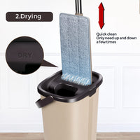 1 x RAW Customer Returns Masthome Mop and Bucket, Flat Mop with Wringer Bucket, 6 Reusable Microfibre Cloths, Multifunctional Mop for Parquet, Wood, Laminate, Ceramic Floors - RRP €40.22