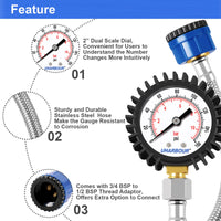 1 x RAW Customer Returns Uharbour Manometer Water Pressure Gauge 0-11Bar with 160Psi Dual Scale 3 4BSP to 1 2BSP, Buttom Mount, water pressure gauge with rubber protection, Black - RRP €12.99