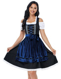 1 x RAW Customer Returns Clearlove Dirndl ladies midi 3-piece traditional dress for Oktoberfest, Carnival, THREE pieces dress, blouse, apron REUSEABLE packaging , blue-1, XXL - RRP €69.99