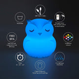 1 x RAW Customer Returns Glinrui Owl Night Light for Children, Silicone Night Lamp, 9 Colors Sleeping Cot Lamp Baby Light Bedside Lamp for Toddlers Boys Girls Bedroom - Medium Light Flux 30.8 Lumens  - RRP €22.61