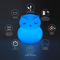 1 x RAW Customer Returns Glinrui Large Owl Night Light for Children, Bedroom Lights, 9 Colors Baby Bedside Lamp, Nursery Lamp Snooze Light - Adjustable Brightness and Color Time Setting - Large - RRP €25.99