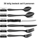 1 x RAW Customer Returns Herogo 36-piece cutlery set with steak knives, stainless steel cutlery set for 6 people, cutlery set with fork, knife, spoon, elegant table cutlery for home restaurant black  - RRP €38.3