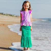 17 x Brand New Butterfly Craze Purple Top with Deep Green Skirt Mermaid Costume for Girls, Birthdays, Halloween or Dress Up, Medium Ages 3-4 Purple Top with Deep Green Skirt, M 2-3 Years  - RRP €422.28