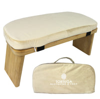 1 x RAW Customer Returns Tortuga - Foldable meditation bench with padded seat - Yoga stool cushion bamboo - Ergonomic - Complete set carry bag, comfortable cushion - Improves posture cream  - RRP €59.9