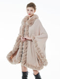 1 x RAW Customer Returns BEAUTELICATE Faux Fur Poncho Cape Knit Women Winter Faux Fur Scarf Stole Cape Cardigan Warm with Collar for Wedding Ceremony Festive Nude Pink, One Size  - RRP €59.99