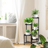 1 x RAW Customer Returns iDavosic.ly 5 Tier Metal Plant Stand Flower Pot Stand, Multi-Tier Plant Shelf Flower Shelf Plant Stairs for Room Corner, Living Room, Balcony, Terrace, Yard Round, Black  - RRP €50.4