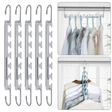 1 x RAW Customer Returns Sindax Clothes Hangers Space Saving, Telescopic 6 to 9 Holes Metal Very Strong Non-Slip Can Hang Heavy Clothes Organizer Space Saving for Pants Jeans Suit and Dresses-5 Piece Set - RRP €22.52